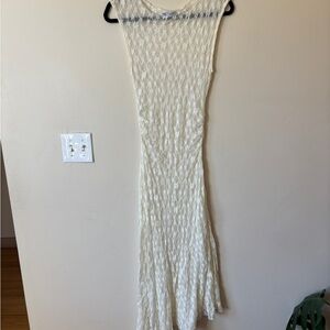 Zara Cream Open-Knit Maxi Dress